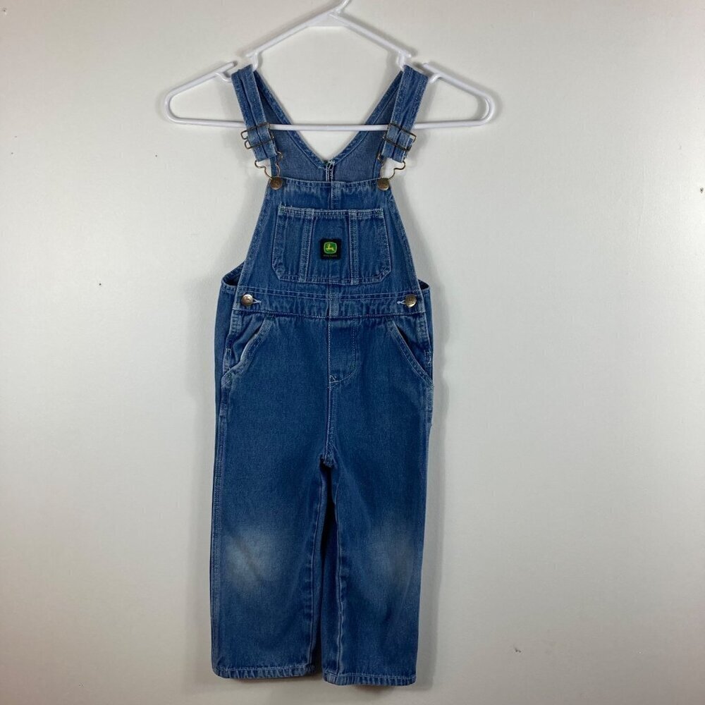 Boys Vintage John Deere Jean Overalls Blue 4T